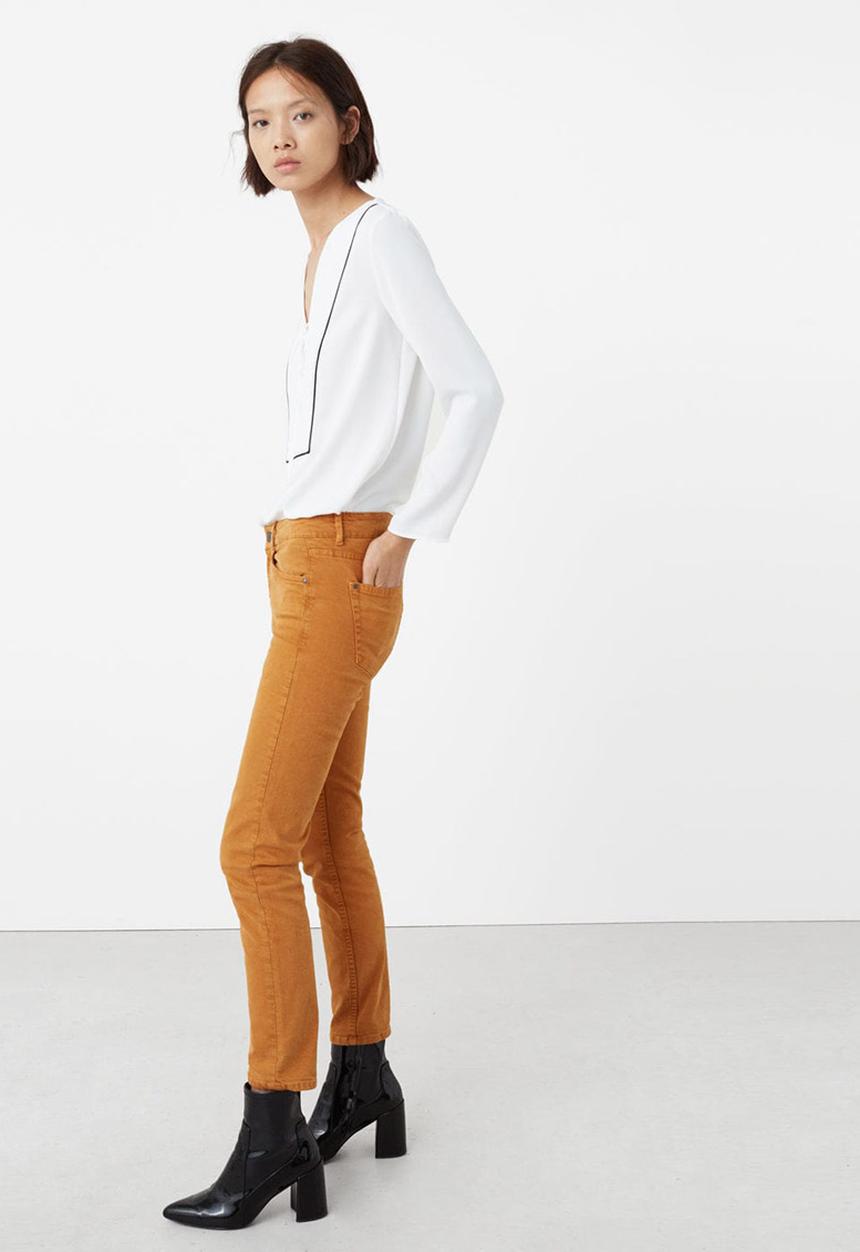 MANGO - Front-tie Detail Blouse Black and White
