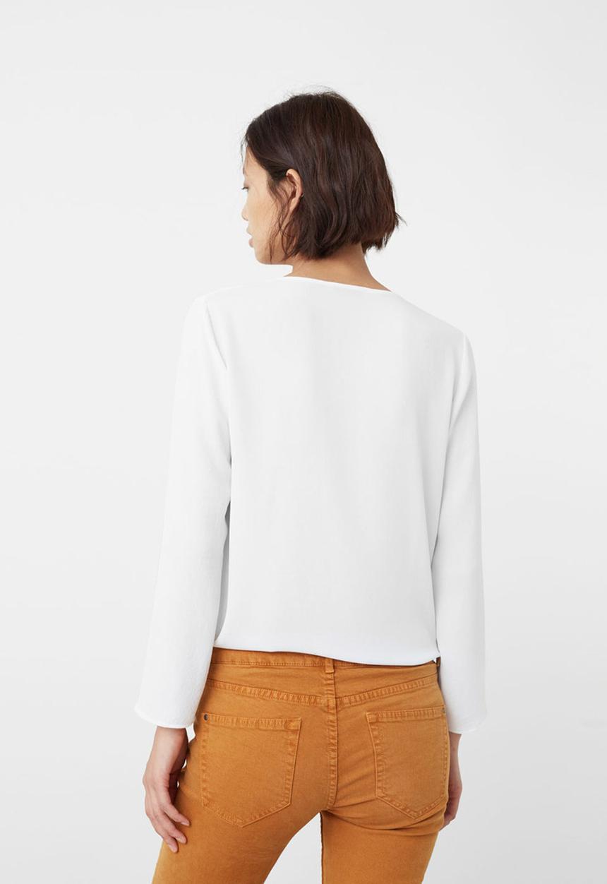 MANGO - Front-tie Detail Blouse Black and White