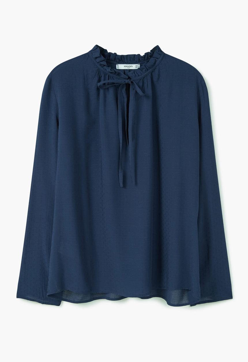 MANGO - Tie-neck blouse Navy