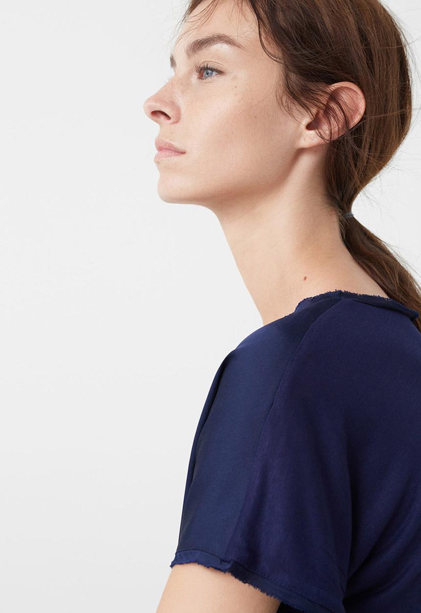 MANGO - Flowy Short Sleeve T-Shirt Navy