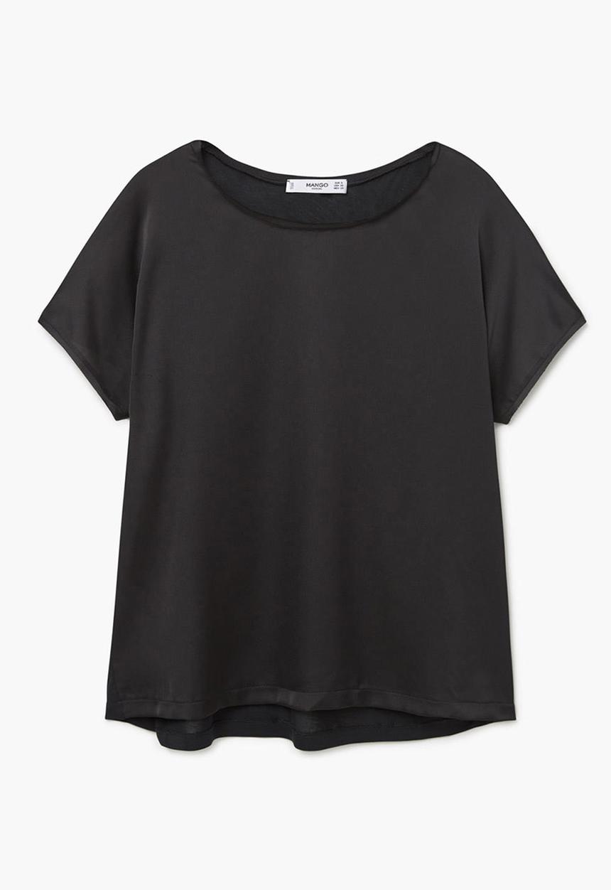 MANGO - Flowy Short Sleeve T-Shirt Black