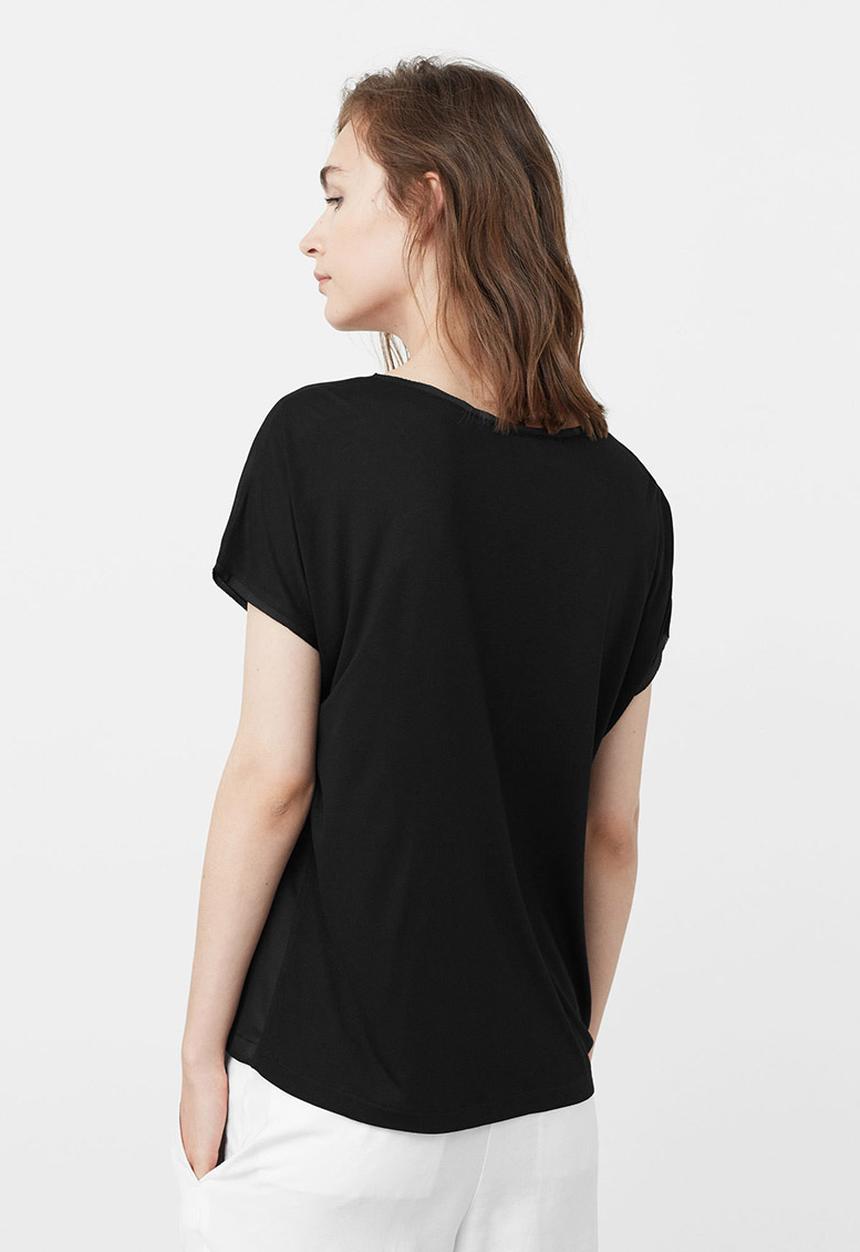 MANGO - Flowy Short Sleeve T-Shirt Black