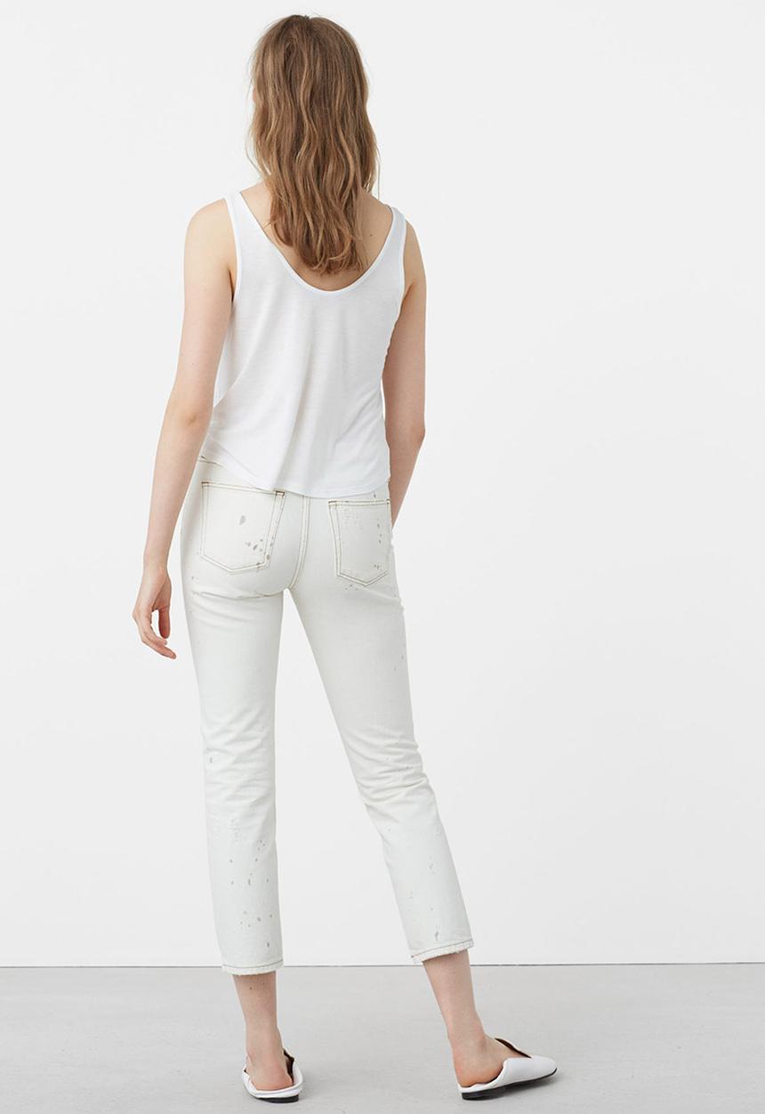 MANGO - Cropped Flecked Top White