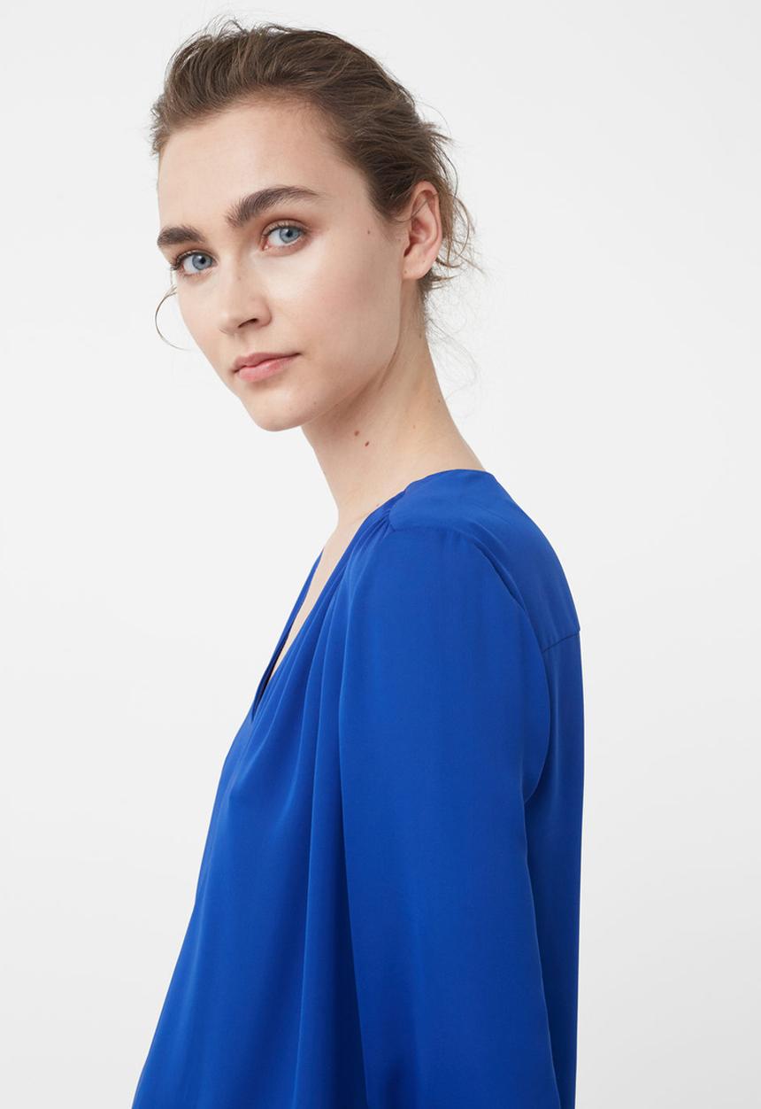 MANGO - Flowy V-Neck blouse Blue