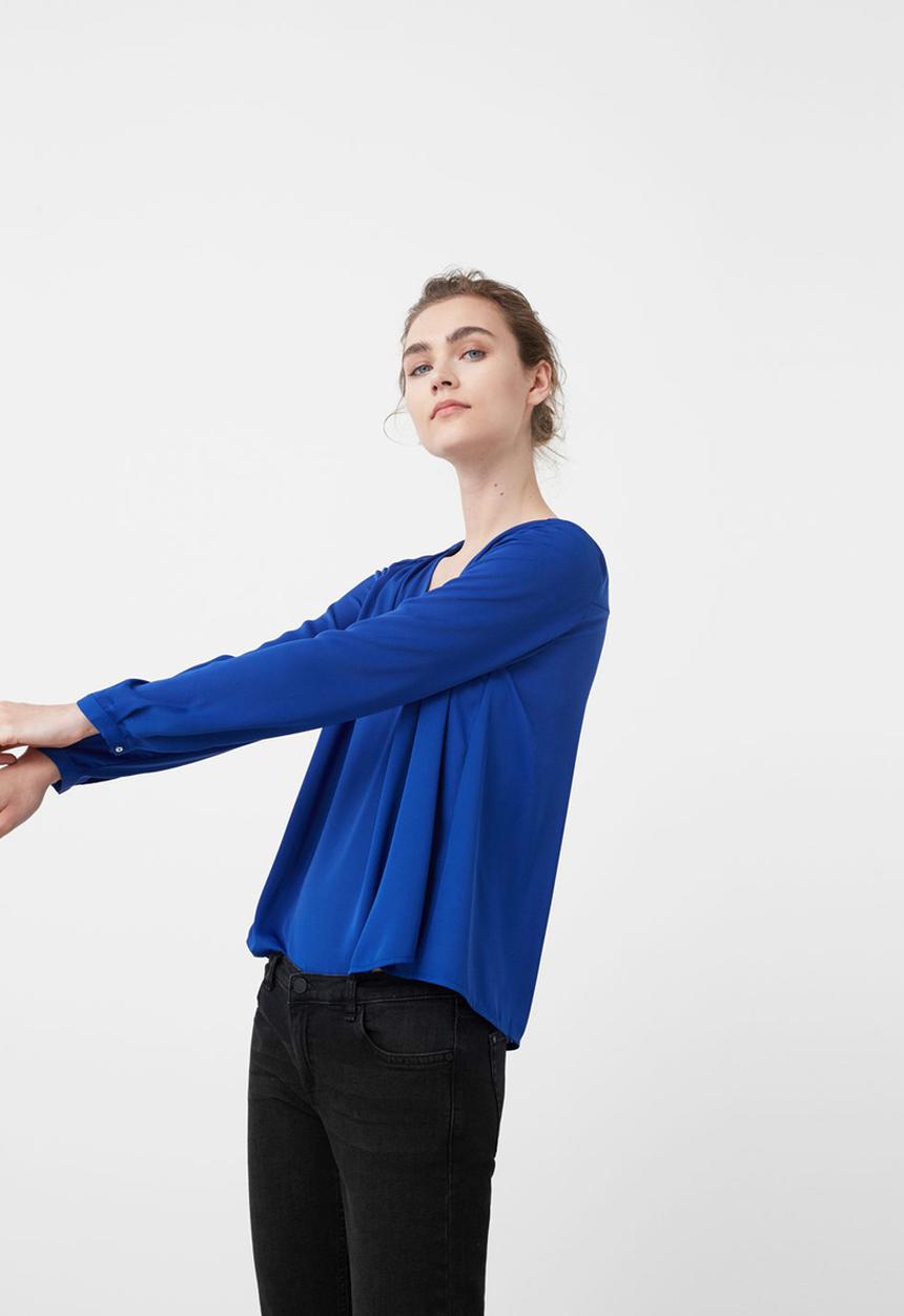 MANGO - Flowy V-Neck blouse Blue
