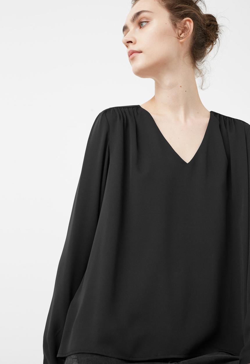 MANGO - Flowy V-Neck blouse Black
