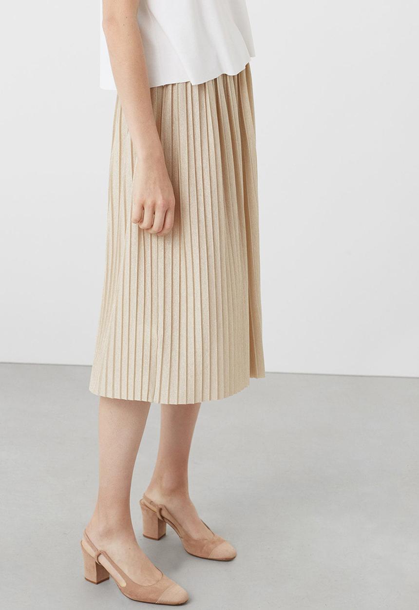 MANGO - Midi Pleated Skirt Gold