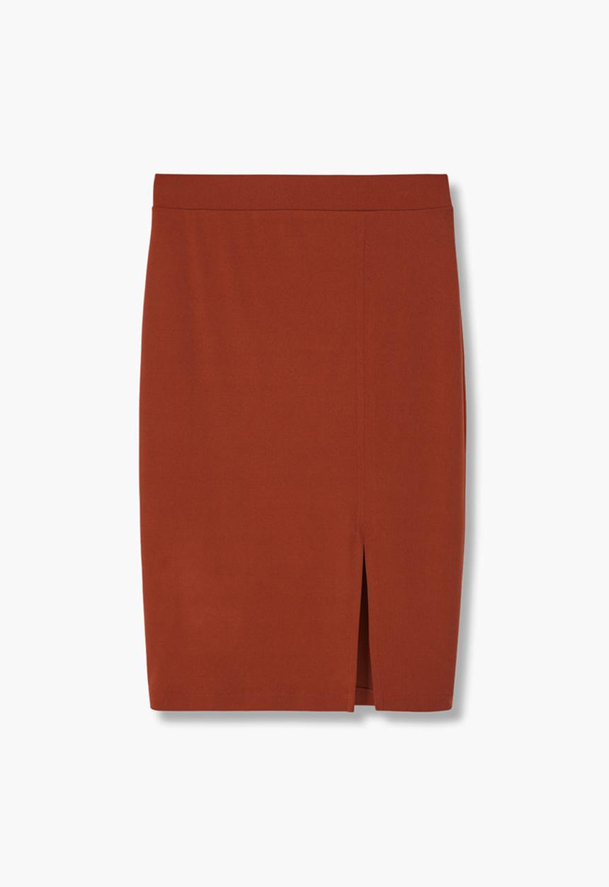 MANGO - Stretchy Pencil Skirt Mid Brown