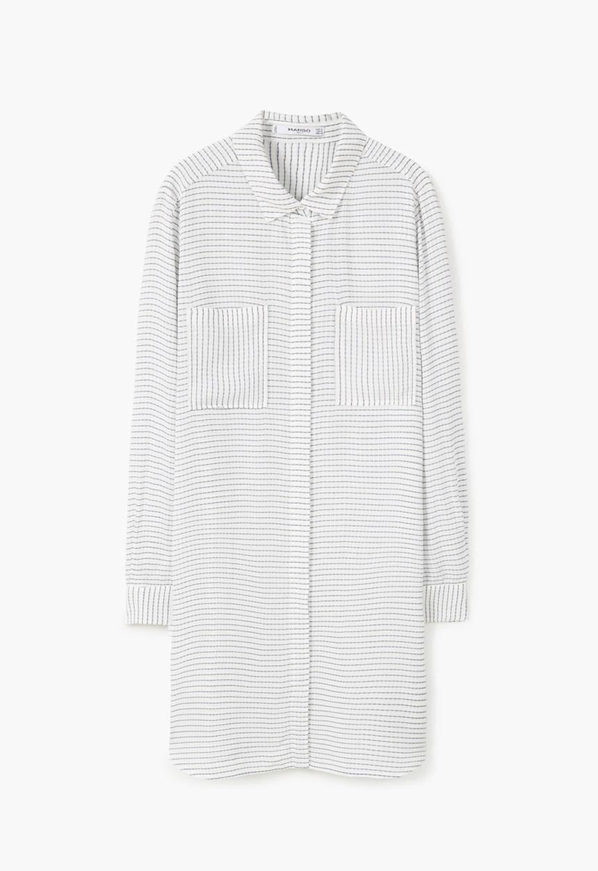MANGO - Flowy Longer Length Shirt Off White