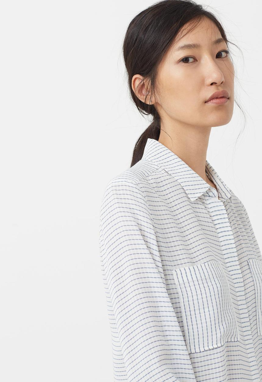 MANGO - Flowy Longer Length Shirt Off White