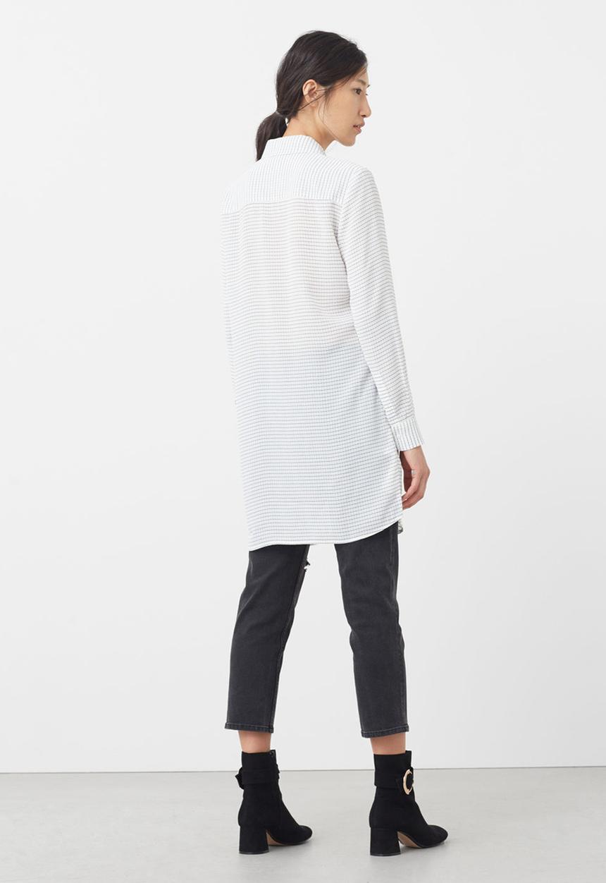MANGO - Flowy Longer Length Shirt Off White