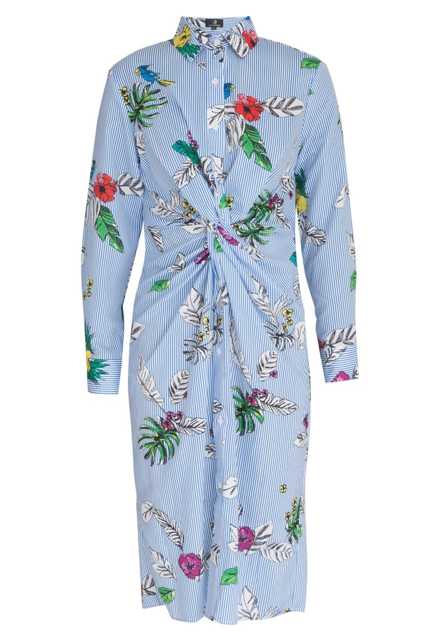 STYLE REPUBLIC - Striped Twist Front Shirt Dress Blue