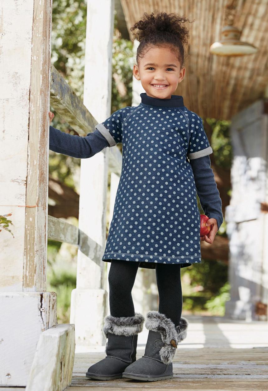 Next - Spotty Denim Dress Blue