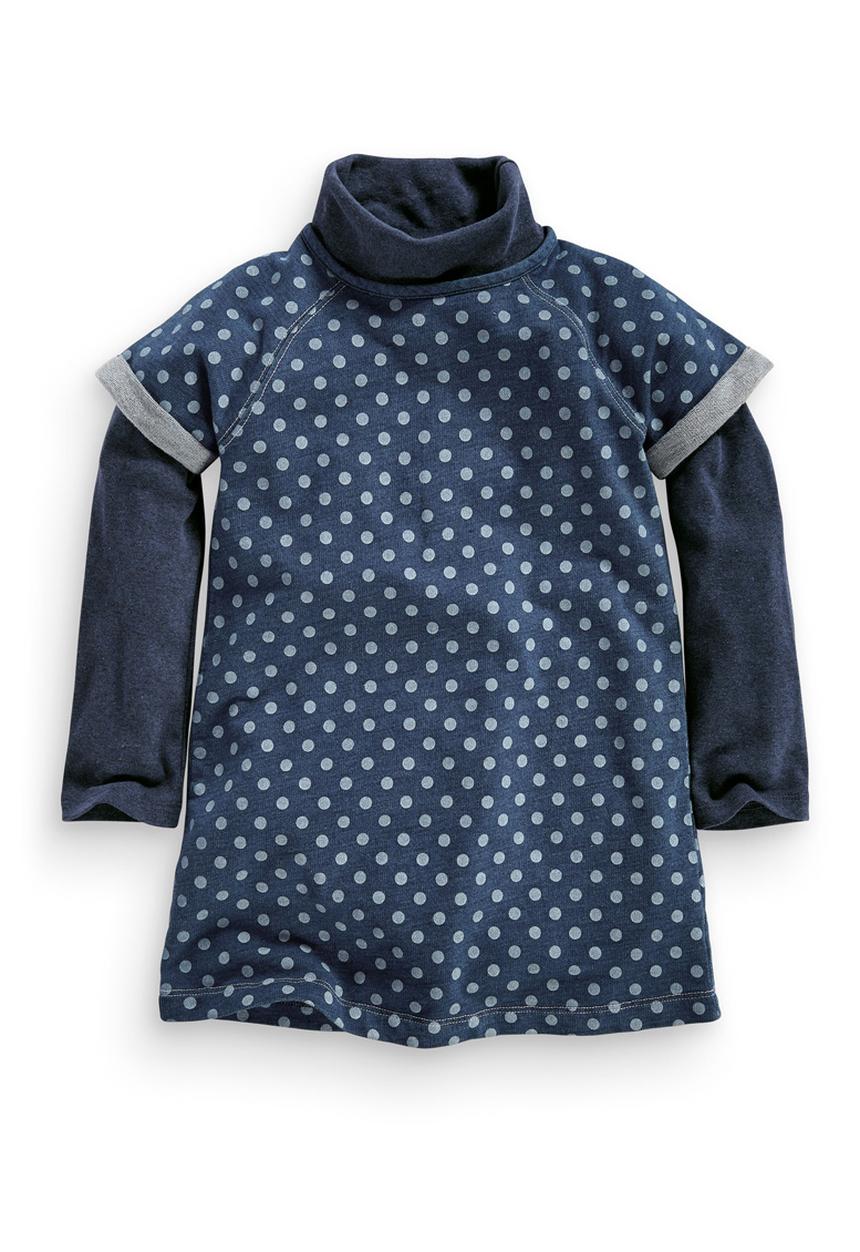 Next - Spotty Denim Dress Blue