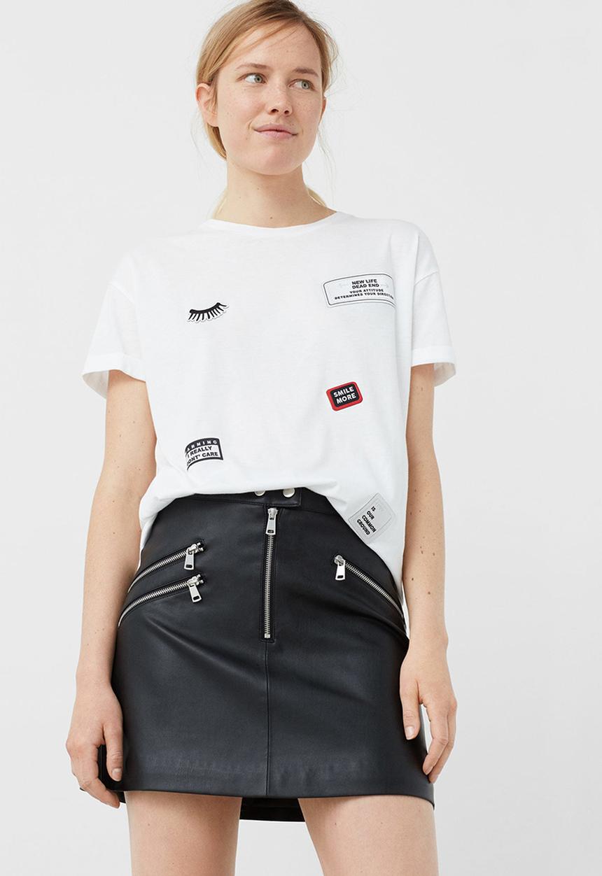 MANGO - Decorative Patches T-shirt White