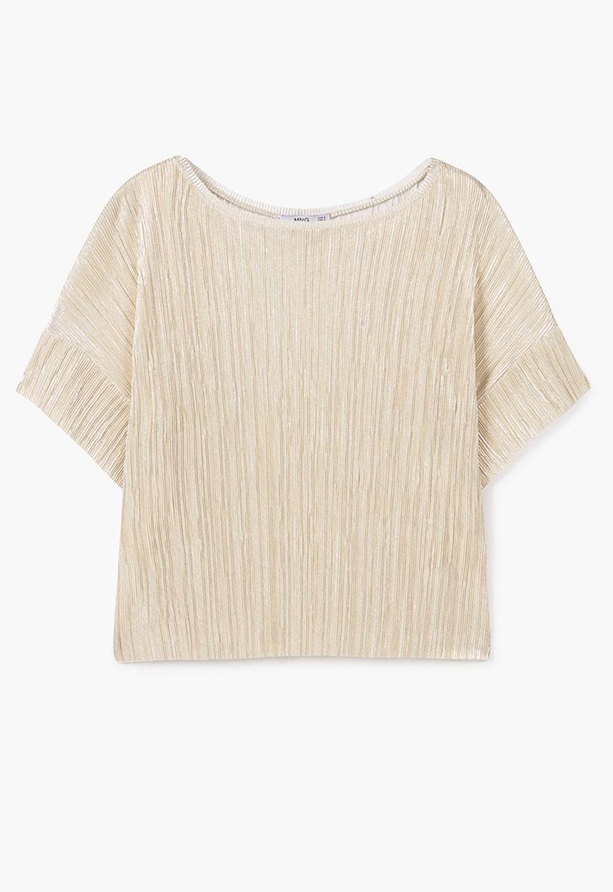 MANGO - Pleated T-shirt Gold