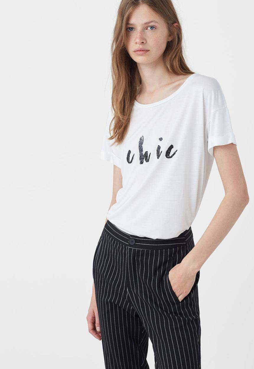 MANGO - Glitter Print T-shirt White