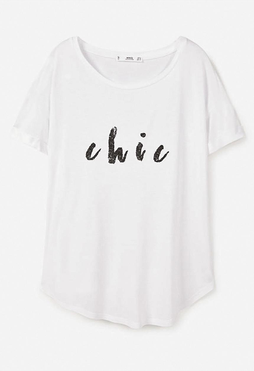 MANGO - Glitter Print T-shirt White