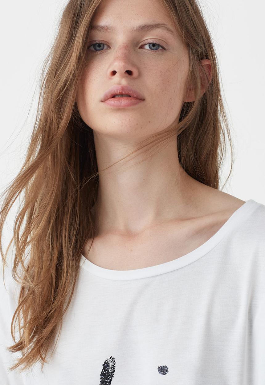 MANGO - Glitter Print T-shirt White