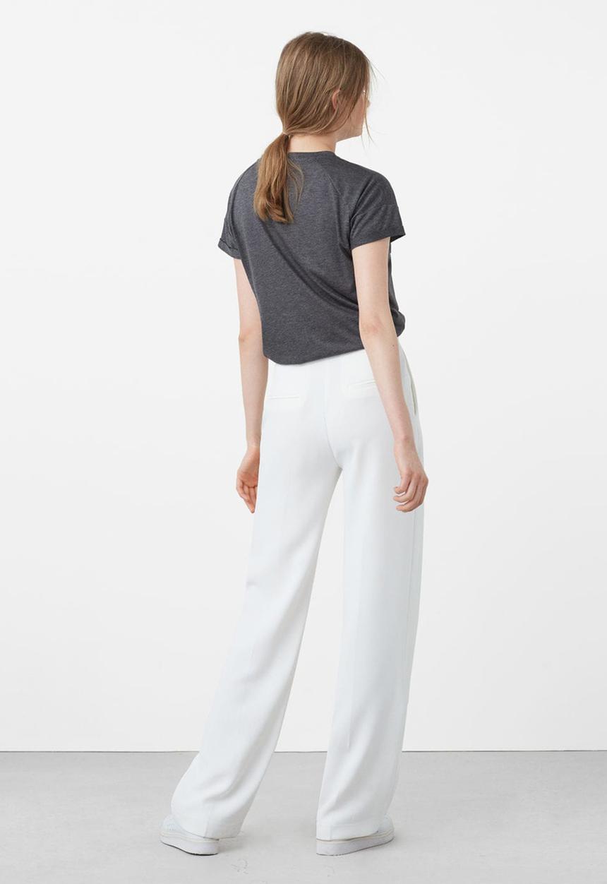 MANGO - Embossed Cotton T-shirt Dark Grey