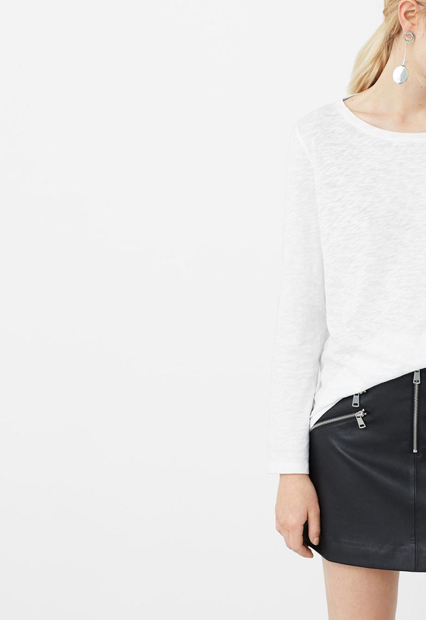 MANGO - Flecked Long Sleeve T-shirt White