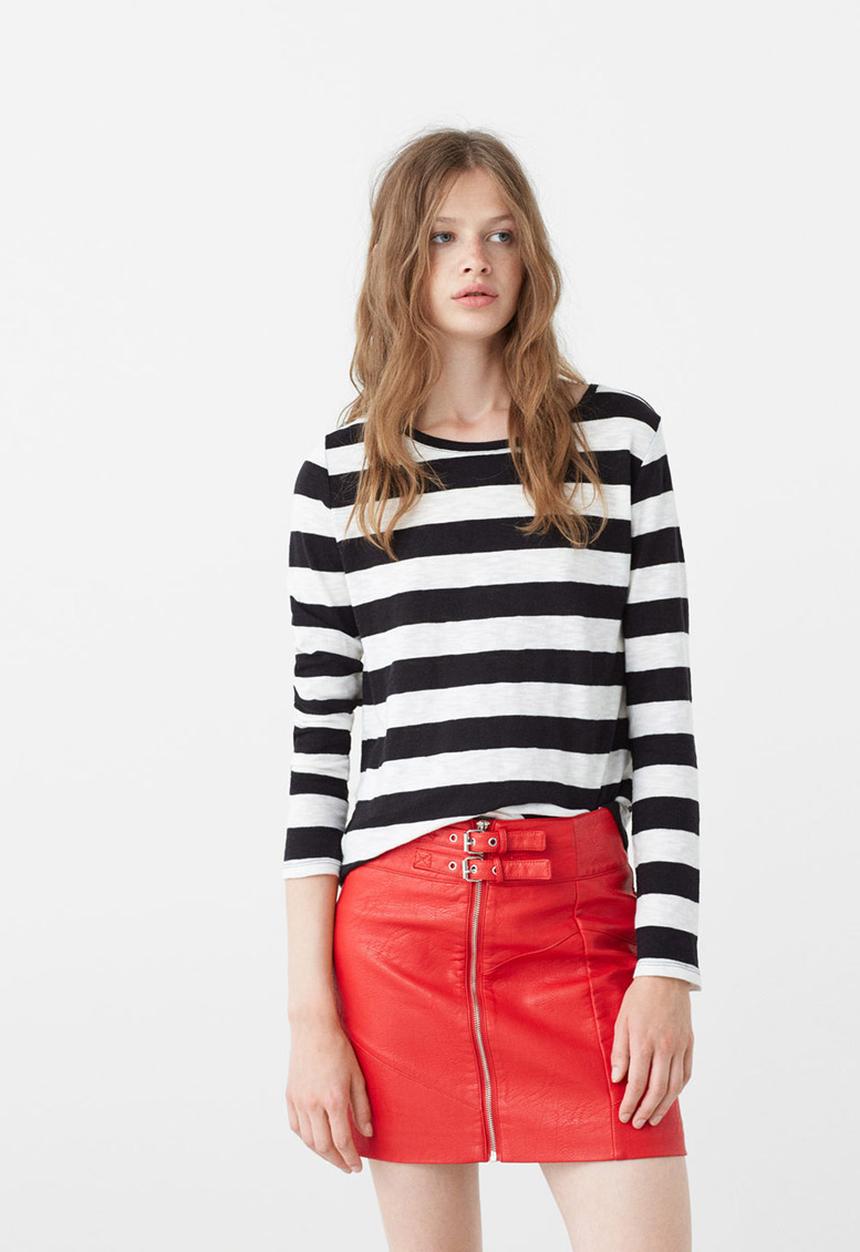 MANGO - Striped Long Sleeve T-shirt Black and White