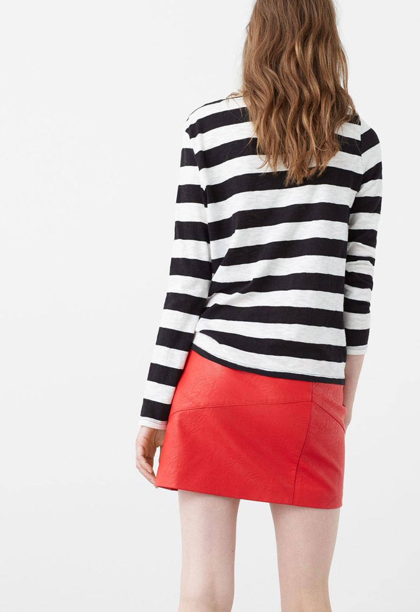 MANGO - Striped Long Sleeve T-shirt Black and White