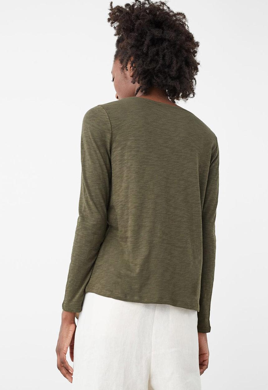 MANGO - Flecked Long Sleeve T-shirt Khaki Green