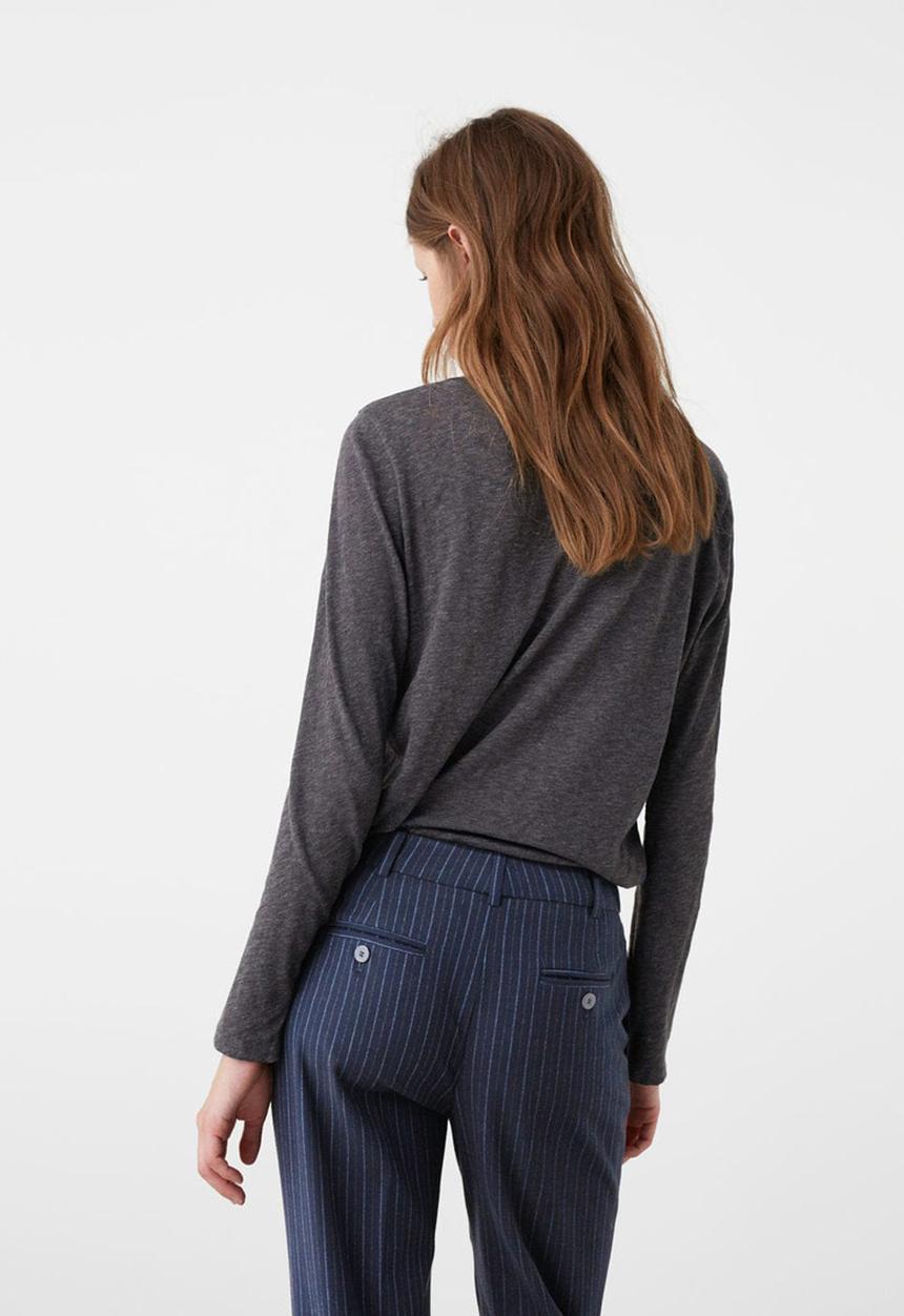 MANGO - Flecked Long Sleeve T-shirt Grey