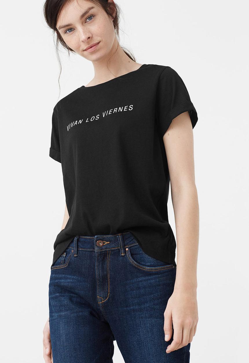 MANGO - Logo Short Sleeve T-shirt Black