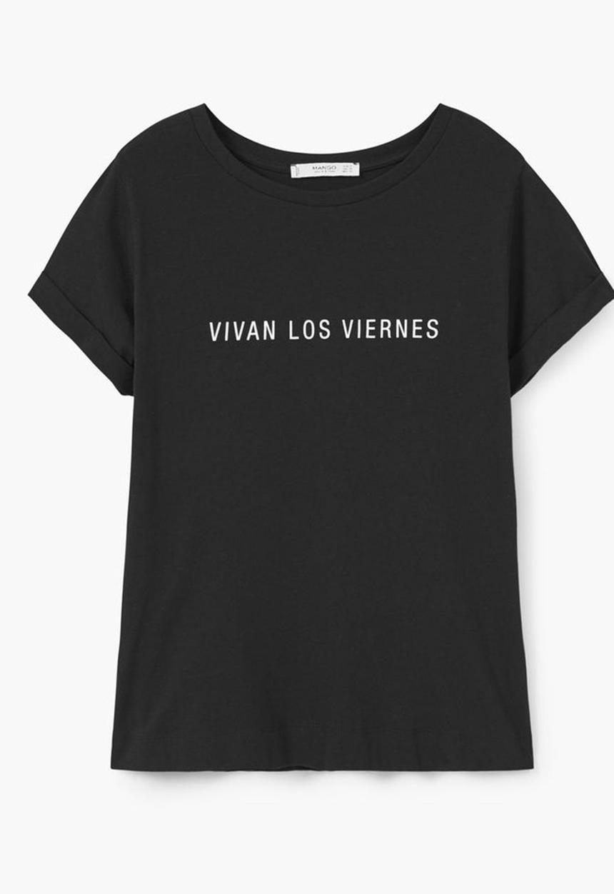 MANGO - Logo Short Sleeve T-shirt Black