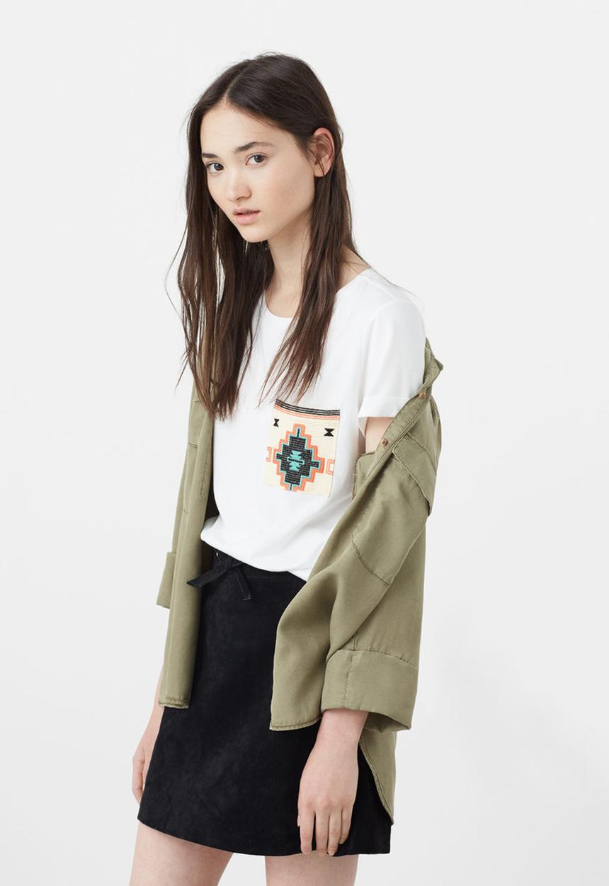 MANGO - Patch Pocket T-shirt Off White