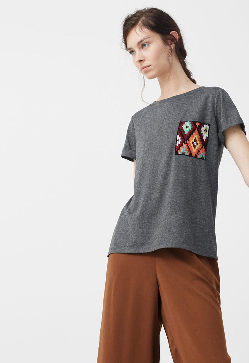 MANGO - Patch Pocket T-shirt Grey