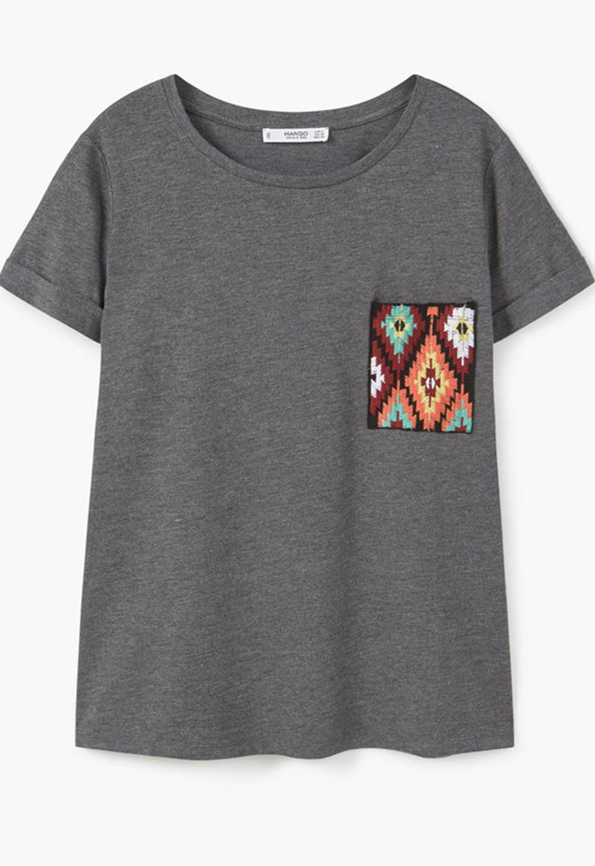 MANGO - Patch Pocket T-shirt Grey