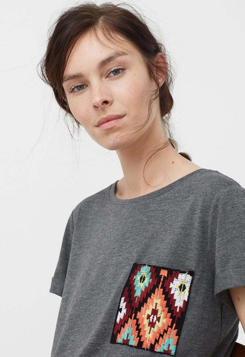 MANGO - Patch Pocket T-shirt Grey
