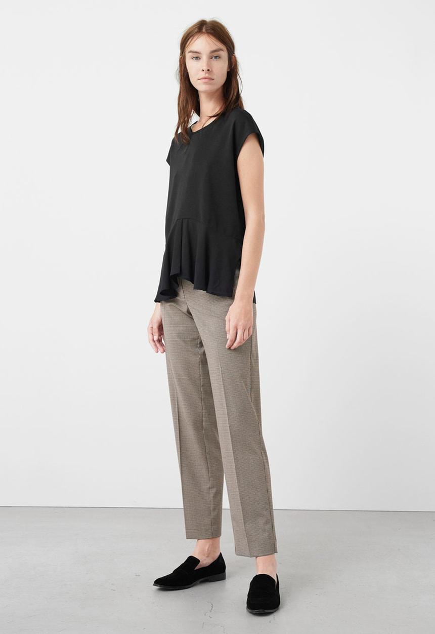 MANGO - Ruffle Detail T-shirt Black