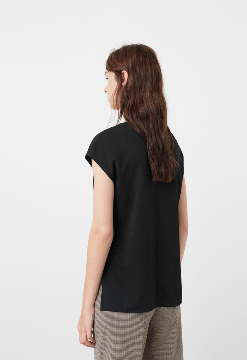 MANGO - Ruffle Detail T-shirt Black