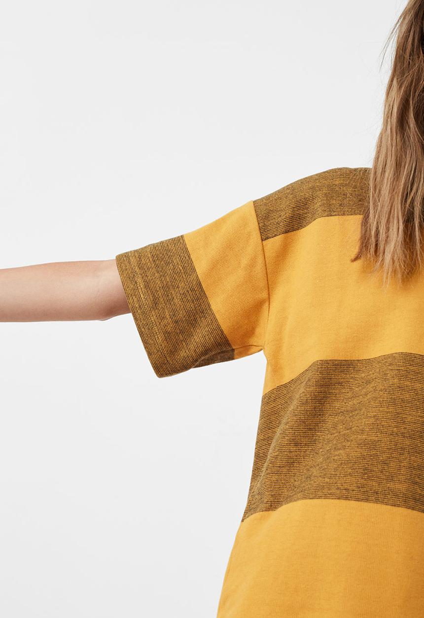 MANGO - Striped Crew Neck T-shirt Yellow