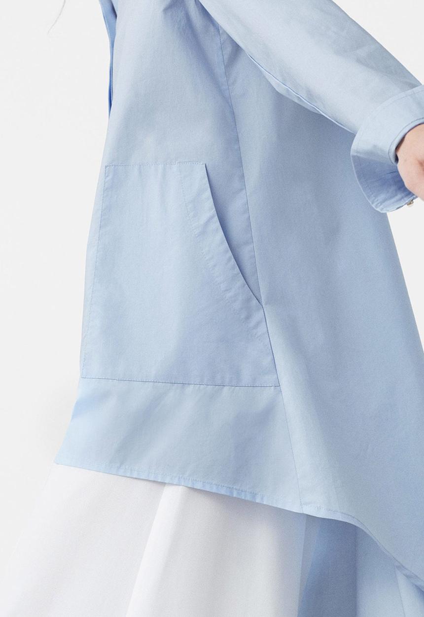 MANGO - Hi-low Hemline Shirt Pale Blue