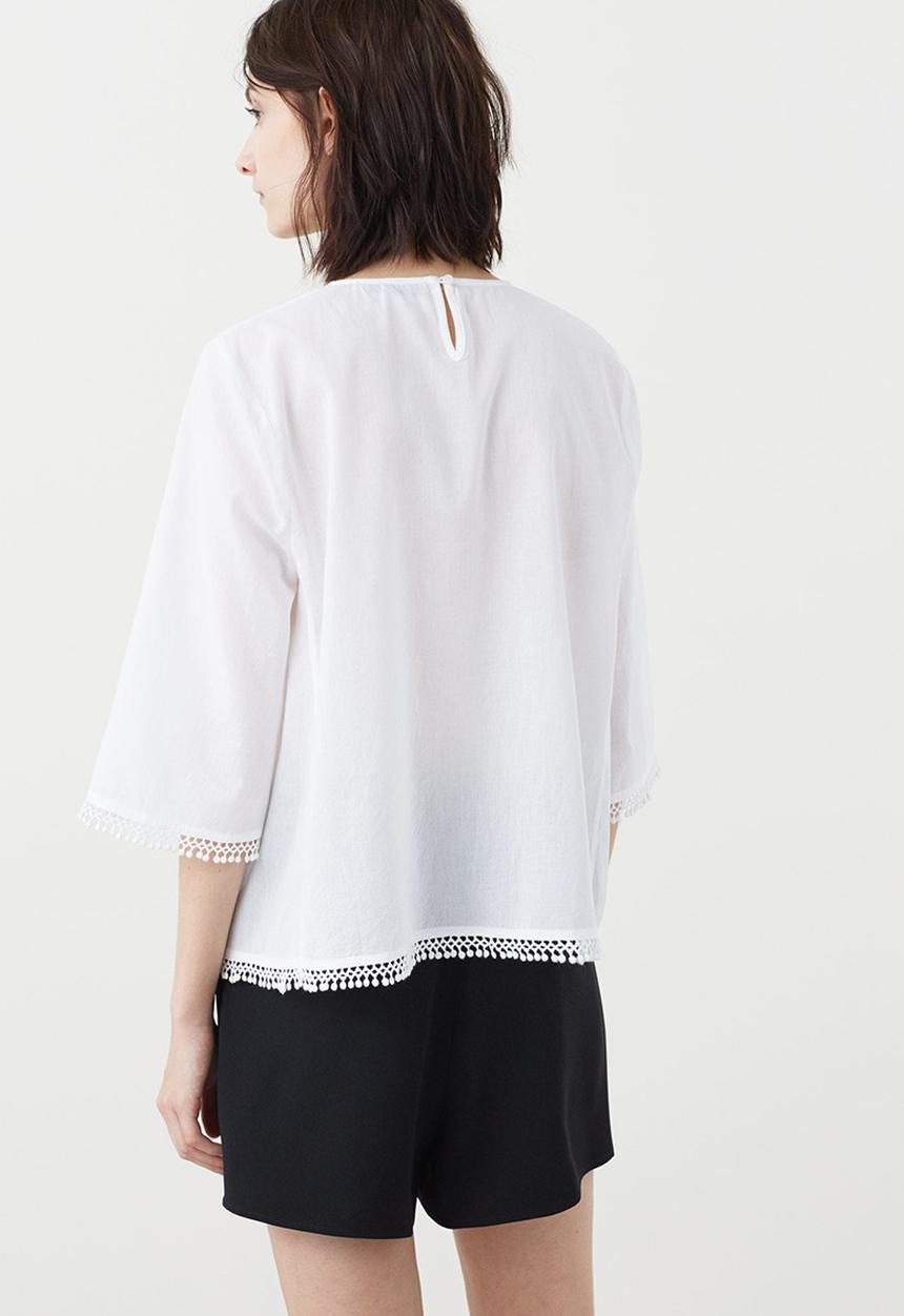 MANGO - Openwork Panel Blouse White