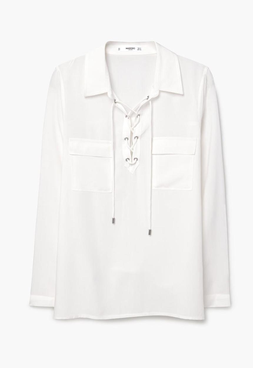 MANGO - Lace-up Shirt White