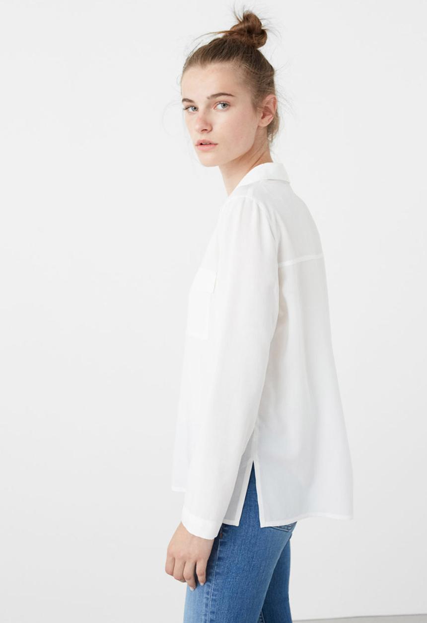MANGO - Lace-up Shirt White