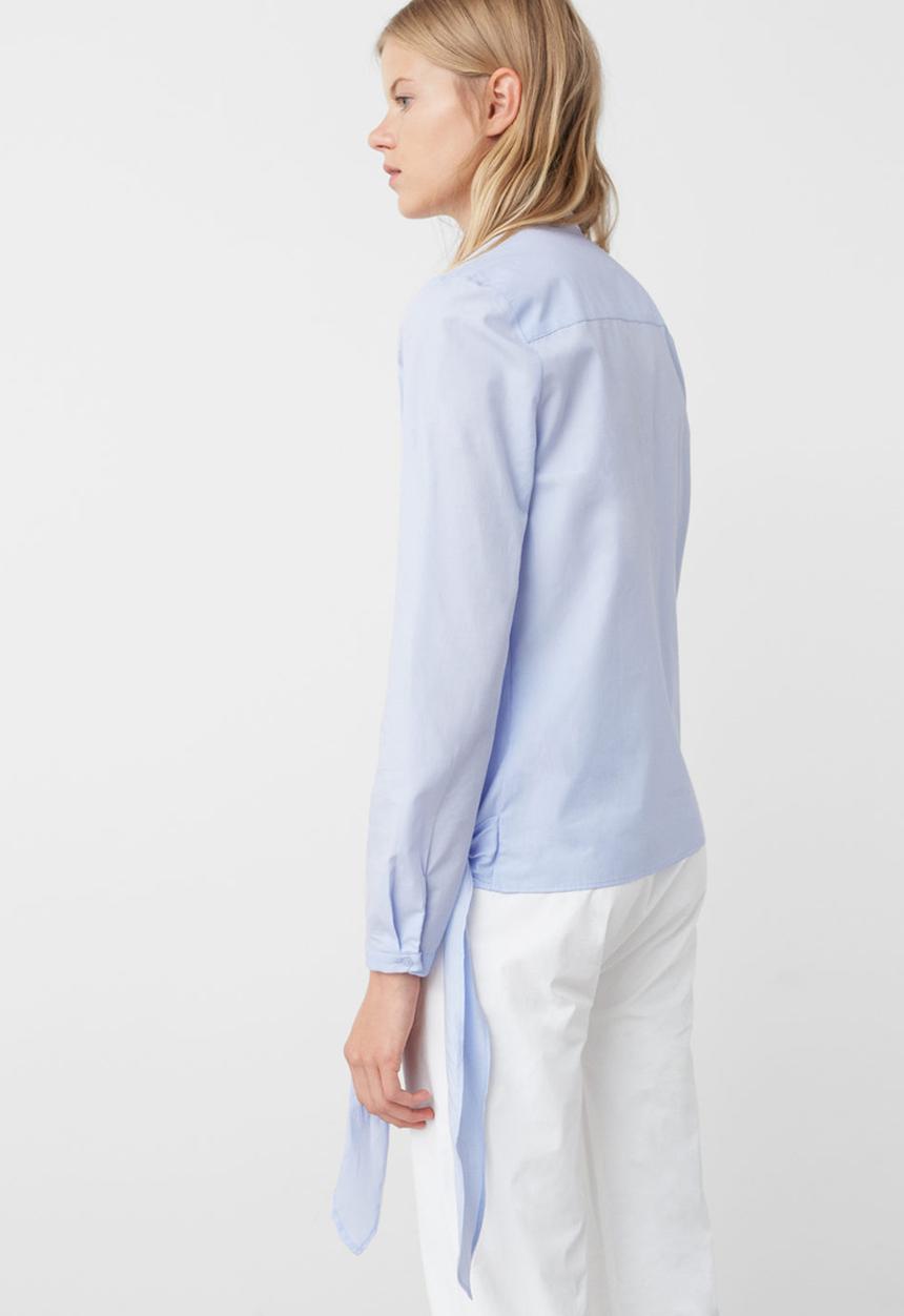 MANGO - Bow Detail Shirt Pale Blue