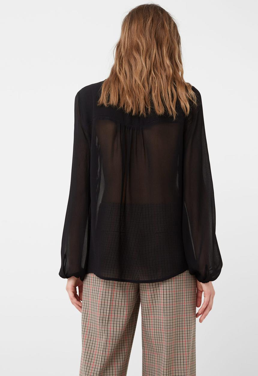 MANGO - Pleated Panel Blouse Black