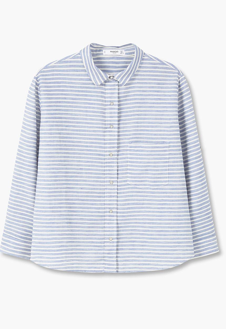 MANGO - Striped Shirt Pale Blue