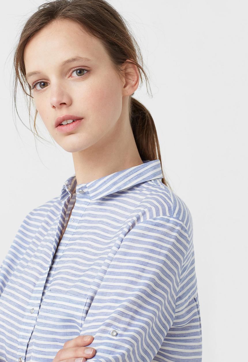 MANGO - Striped Shirt Pale Blue