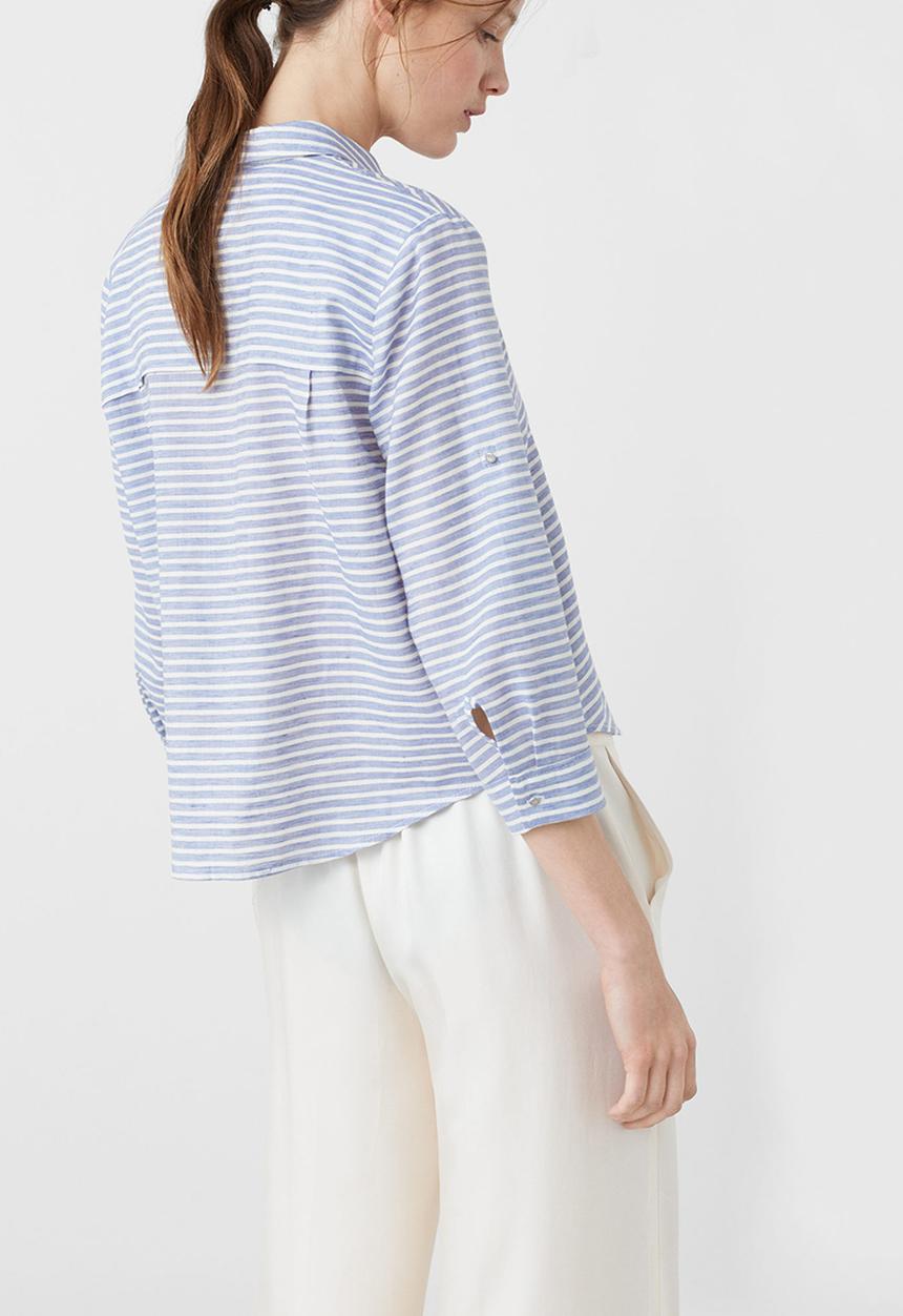 MANGO - Striped Shirt Pale Blue