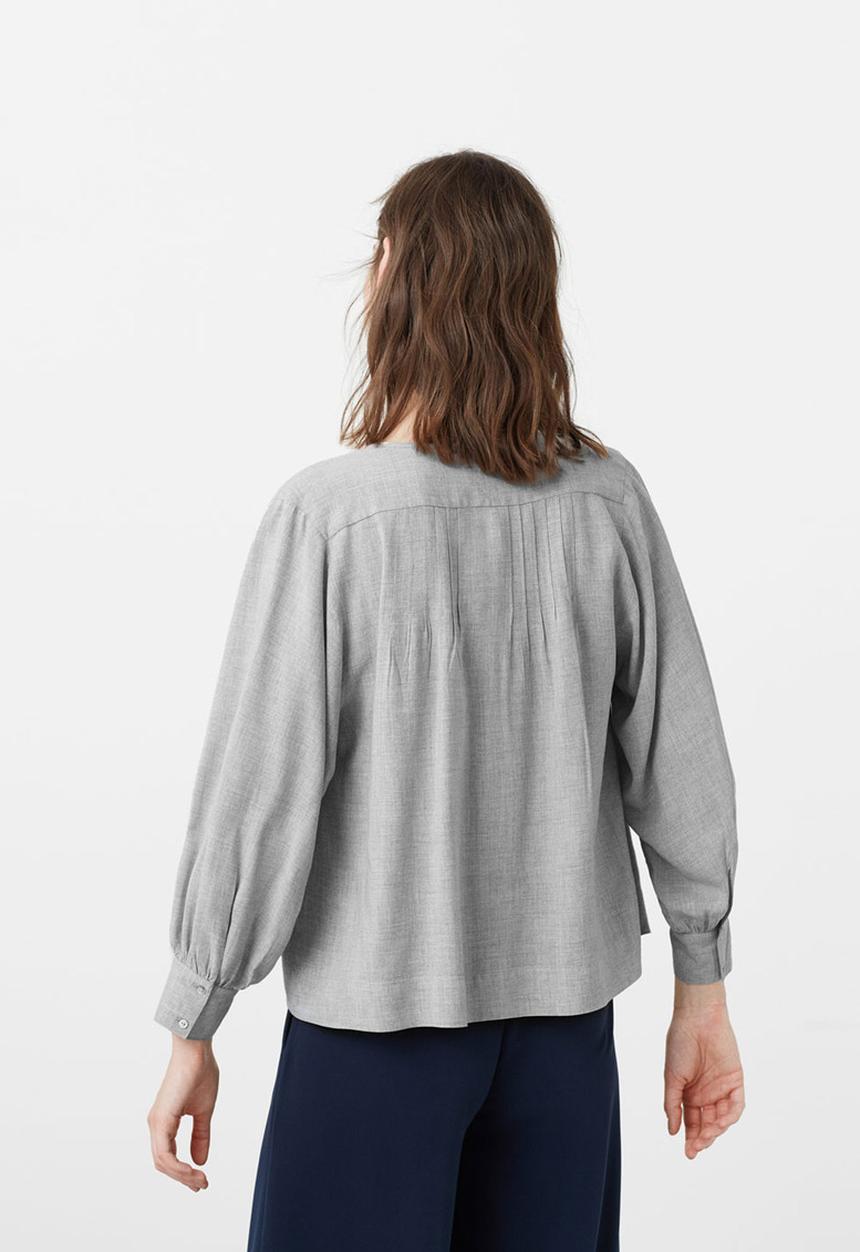 MANGO - Decorative Pleat Blouse Grey