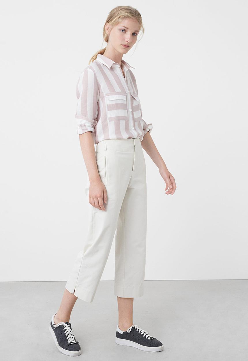MANGO - Stripe Long Sleeve Shirt Pale Pink