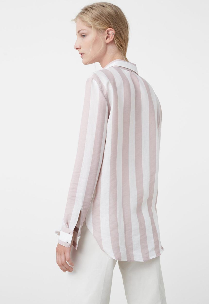 MANGO - Stripe Long Sleeve Shirt Pale Pink